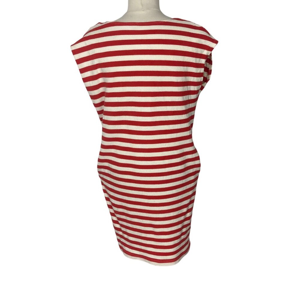 O By Organic Anthropologie Dress Small Red White Striped Peruvian Cotton Preppy - Picture 8 of 10